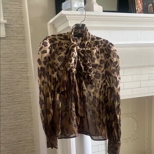 Leopard Print Sheer Blouse